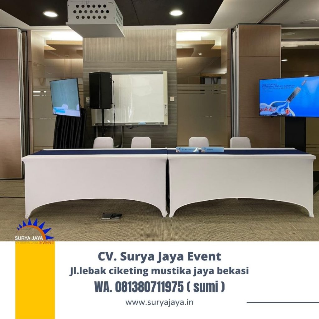 Sewa Kursi Futura Dan Meja Ibm Cover Putih Runner Biru Jakarta