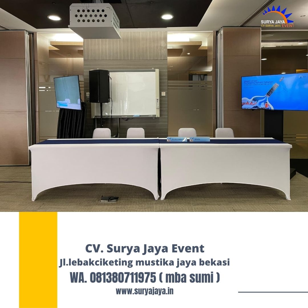 Sewa Kursi Futura Dan Meja Ibm Cover Putih Runner Biru Jakarta