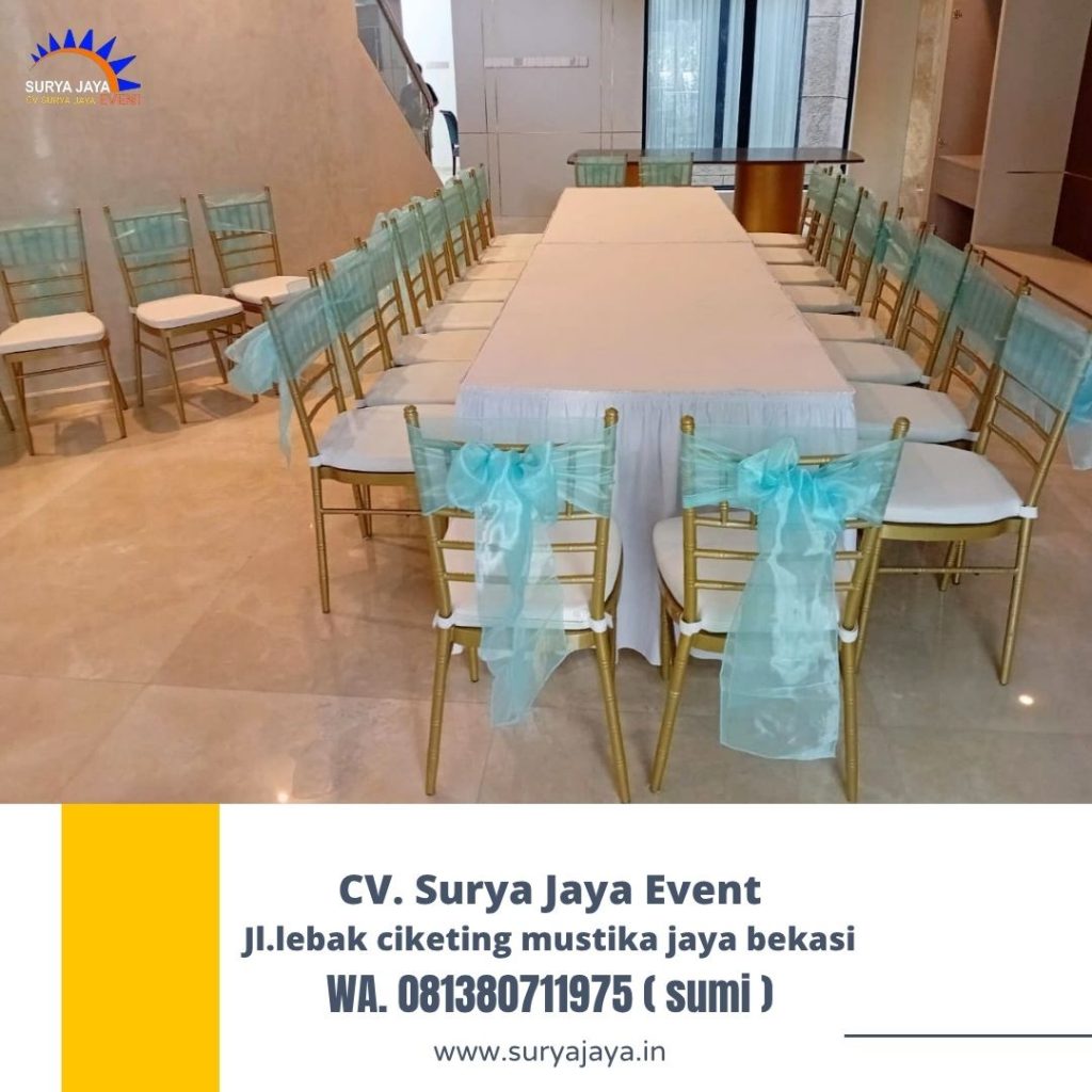 Sewa Meja Ibm Dan Kursi Tiffany Gold Event Perumahan Bukit Gading Mediterania Jakut
