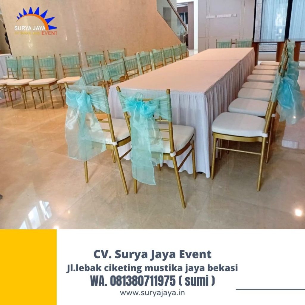 Sewa Meja Ibm Dan Kursi Tiffany Gold Event Perumahan Bukit Gading Mediterania Jakut