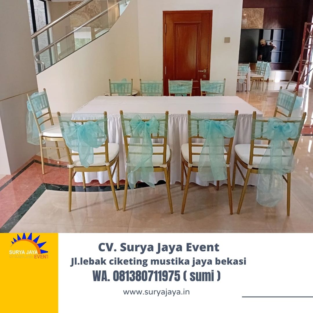 Sewa Meja Ibm Dan Kursi Tiffany Gold Event Perumahan Bukit Gading Mediterania Jakut