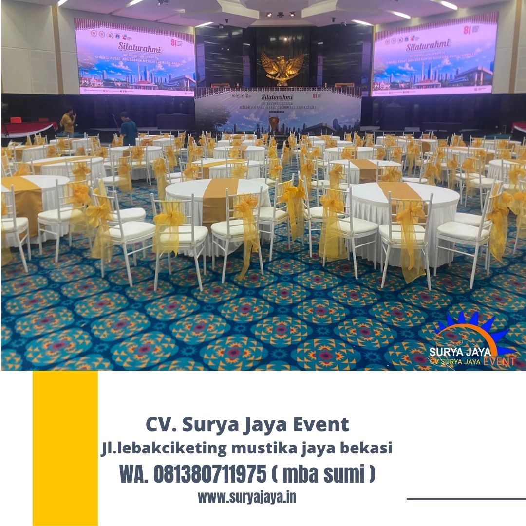 Sewa Kursi Tiffany Putih Pita Gold Event Gedung DPRD DKI Jakarta