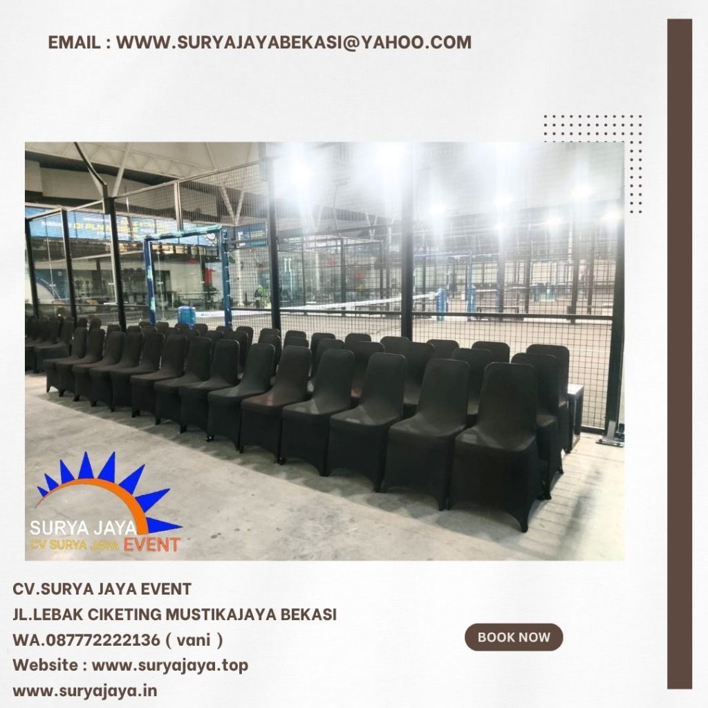 Sewa Kursi Susun Stainless sarung Kursi Ketat Hitam Tangerang