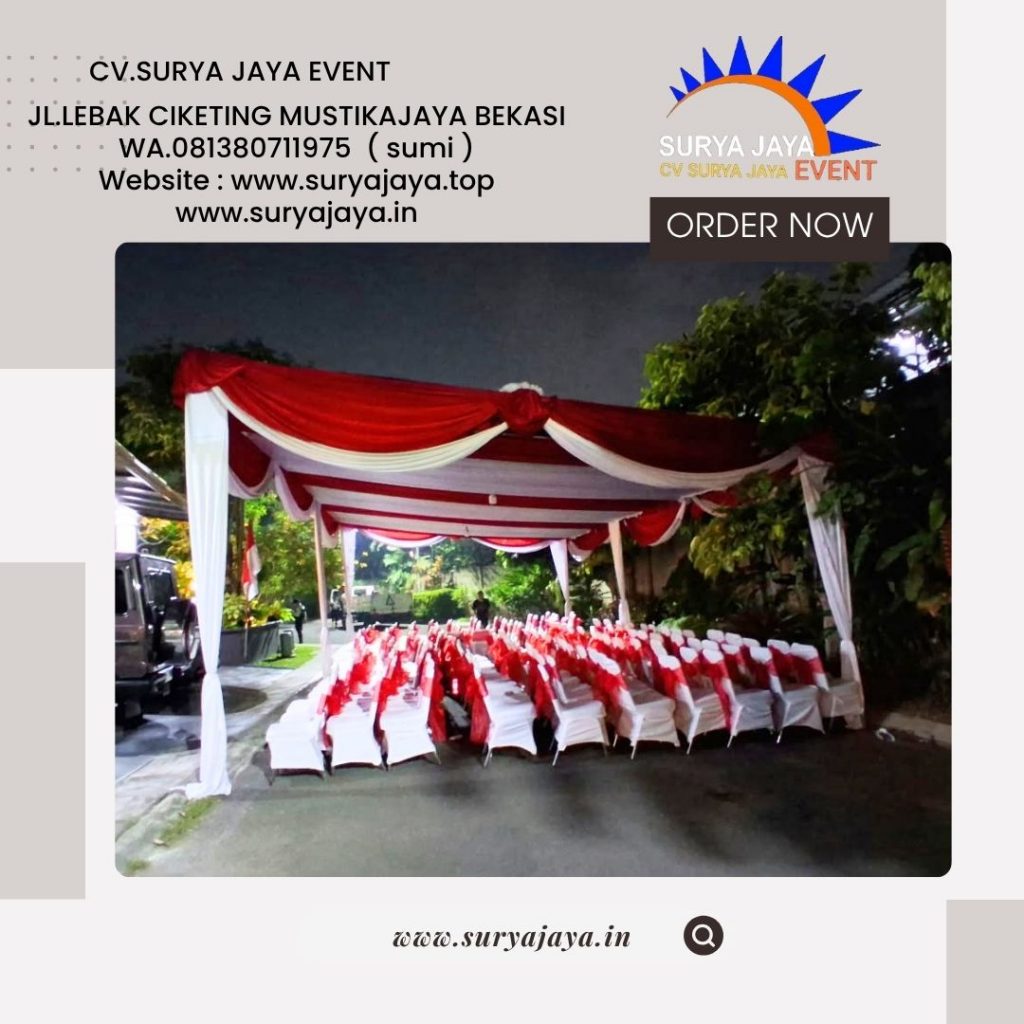Sewa Tenda Dekorasi Serut Merah Putih Dan Kursi Futura Event Regency Bekasi