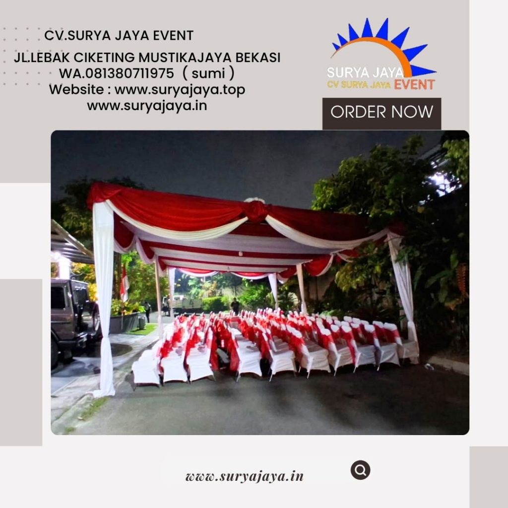 Sewa Tenda Dekorasi Serut Merah Putih Dan Kursi Futura Event Regency Bekasi