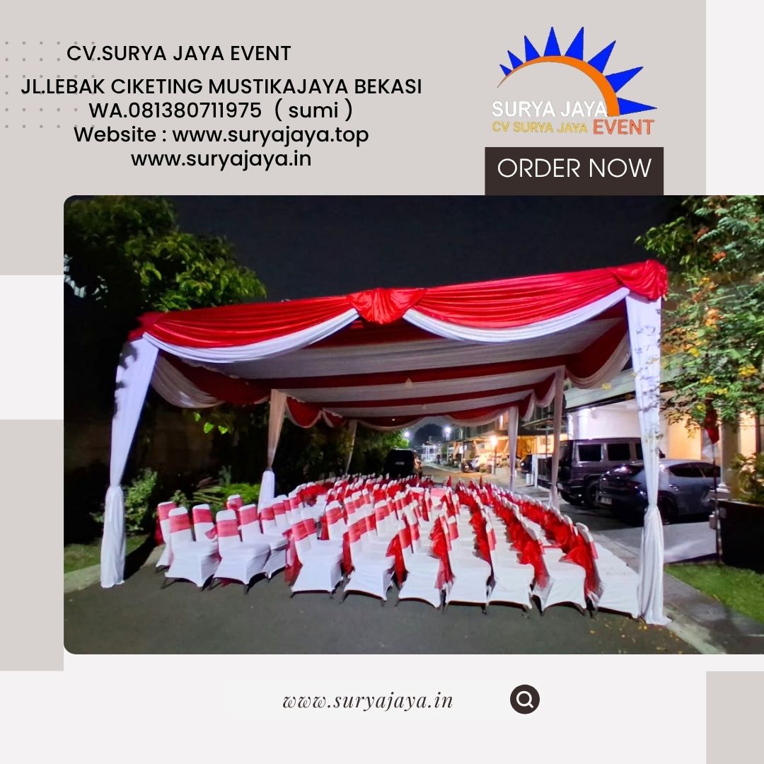Sewa Tenda Dekorasi Serut Merah Putih Dan Kursi Futura Event Regency Bekasi