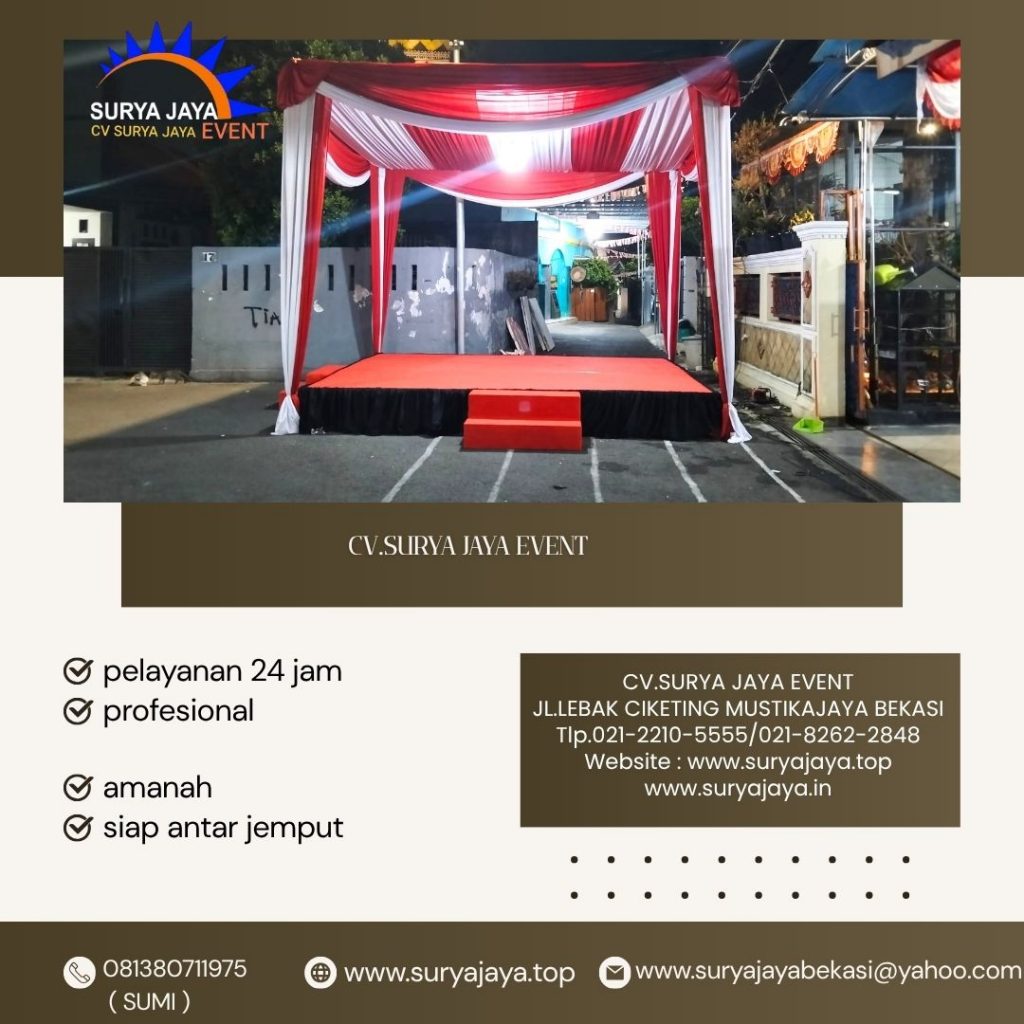 Sewa Tenda Merah Putih Dekor Serut,Panggung Karpet Lenteng Agung