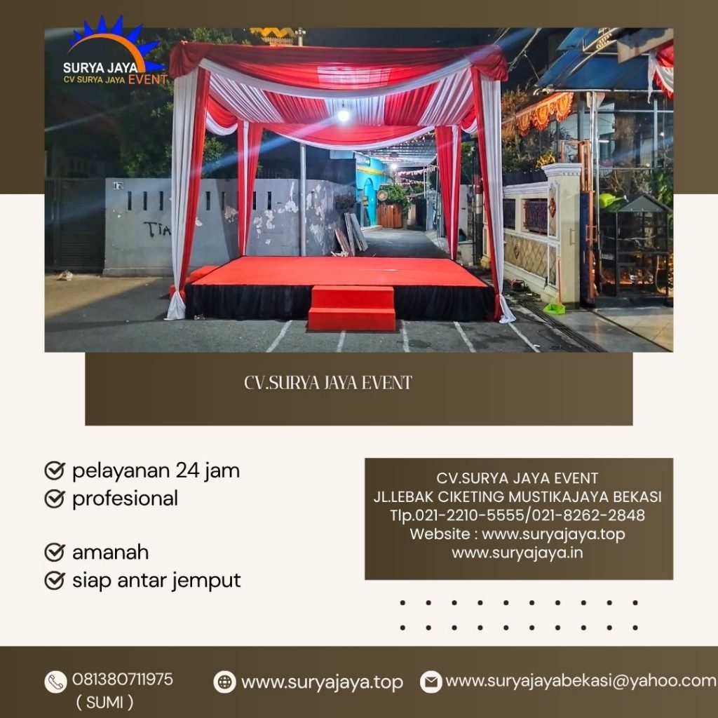 Sewa Tenda Merah Putih Dekor Serut,Panggung Karpet Lenteng Agung