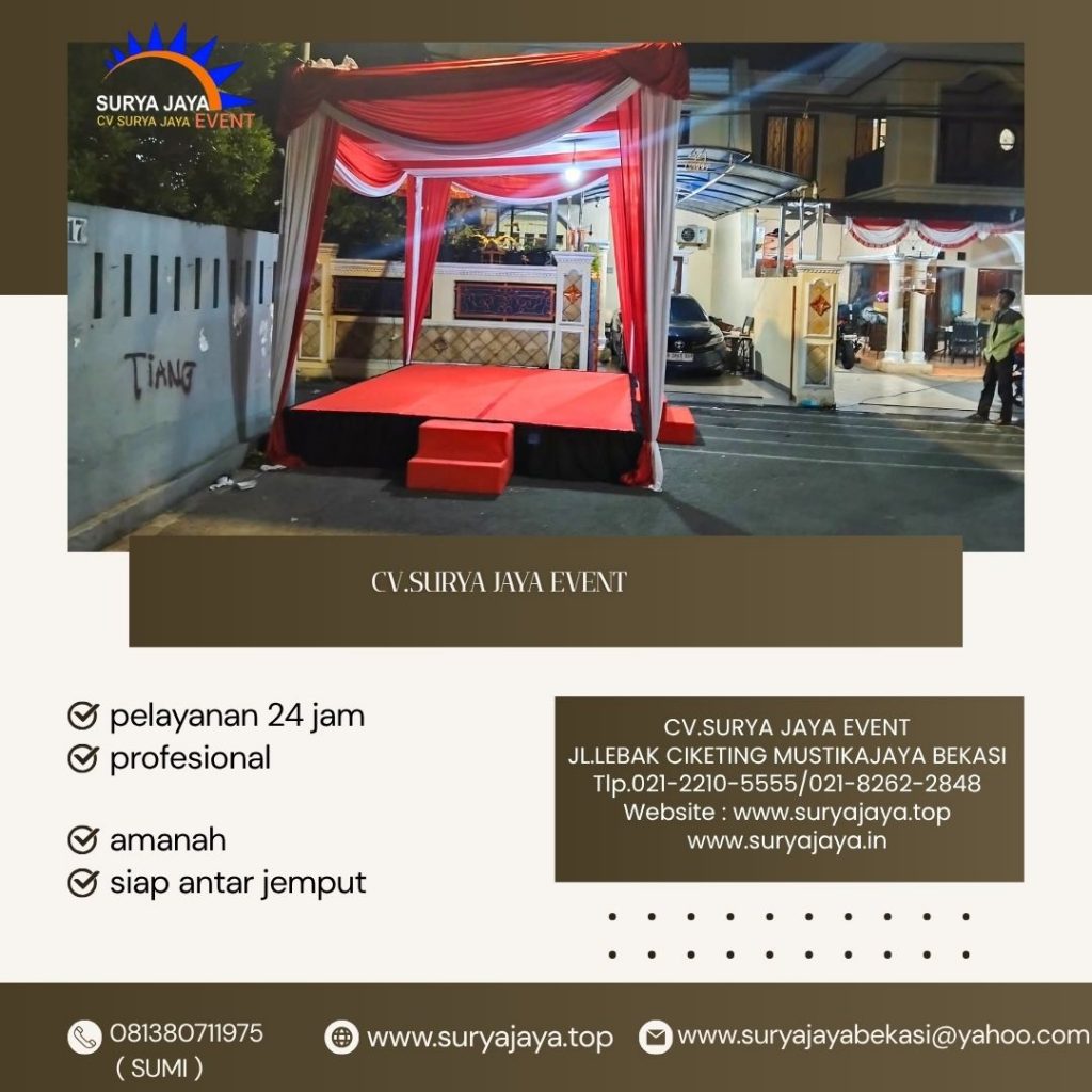 Sewa Tenda Merah Putih Dekor Serut,Panggung Karpet Lenteng Agung
