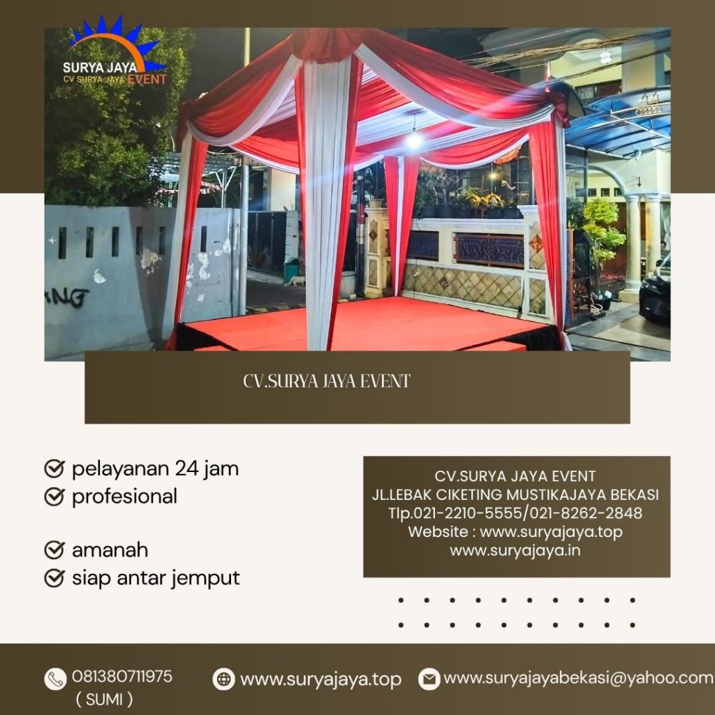 Sewa Tenda Merah Putih Dekor Serut,Panggung Karpet Lenteng Agung