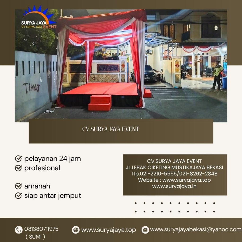 Sewa Tenda Merah Putih Dekor Serut,Panggung Karpet Lenteng Agung