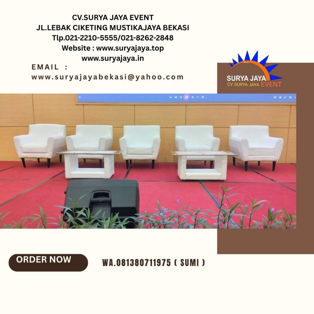 Rental Sofa Scandinavia Putih Set Meja Kaca Cawang