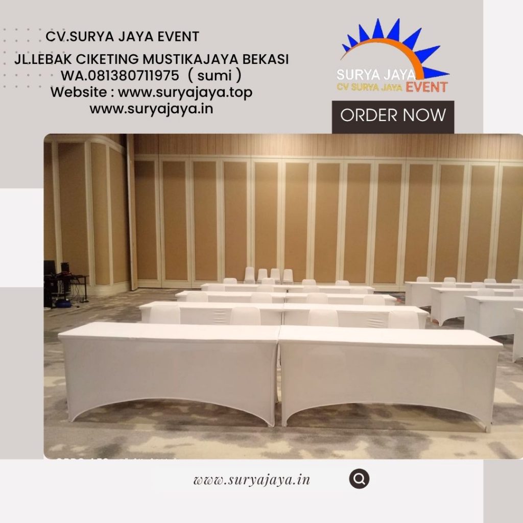 Sewa Meja IBM Cover Putih Ketat Event Wisma Danantara Jaksel (081380711975)