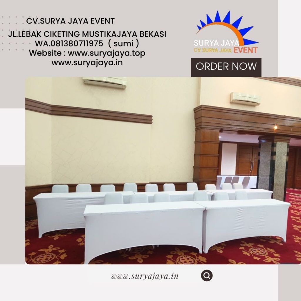 Sewa Meja IBM Cover Putih Ketat Event Wisma Danantara Jaksel (081380711975)