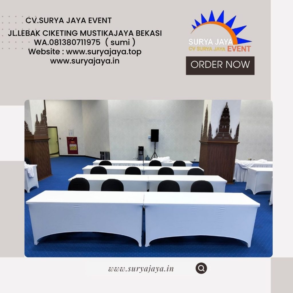 Sewa Meja IBM Cover Putih Ketat Event Wisma Danantara Jaksel (081380711975)