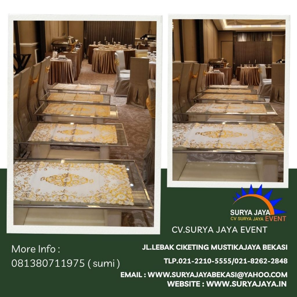 Sewa Meja Kaca VIP Putih hotel grand mahakam (081380711975)
