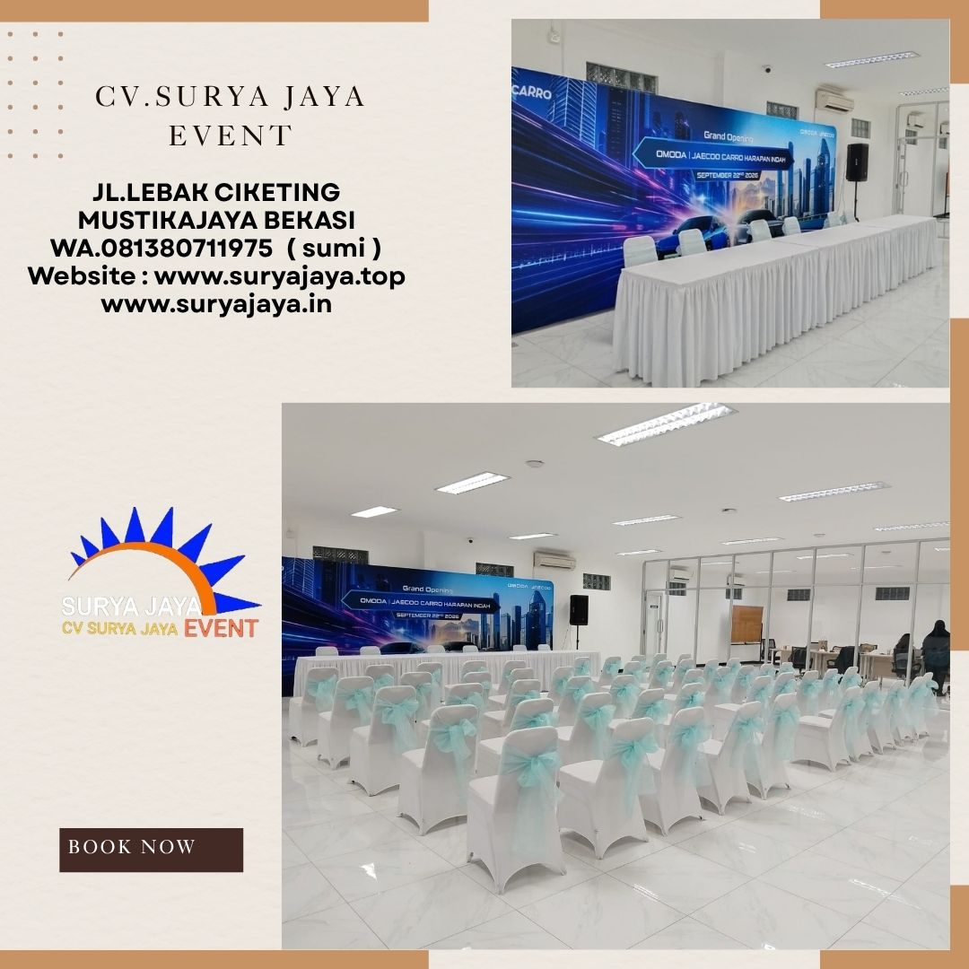 Sewa Meja Kotak,Kursi susun Cover Putih Harapan Indah (081380711975)
