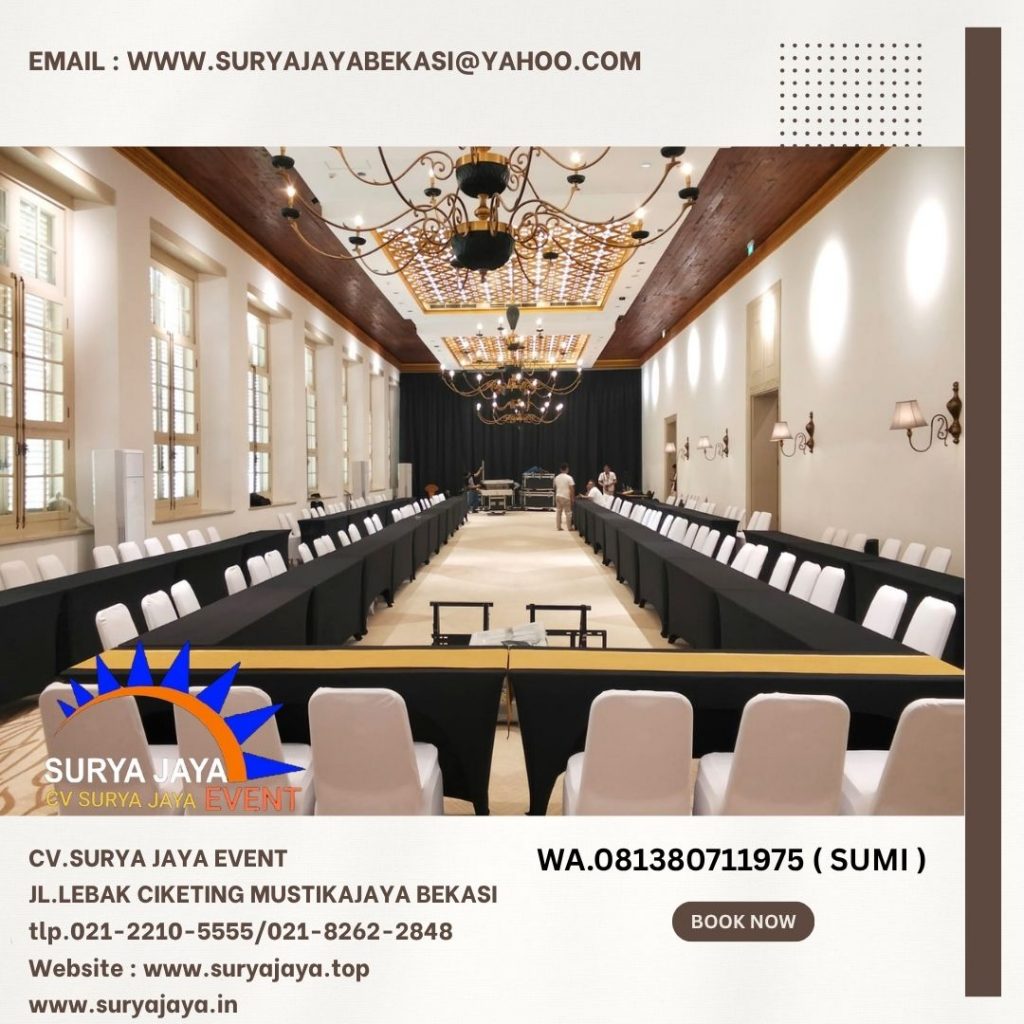 Sewa Meja IBM Cover Hitam Stretch Jakarta
