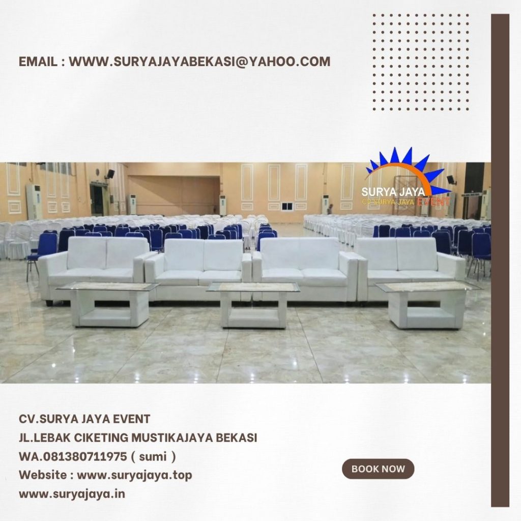 Sewa Sofa Putih Type Double Set Meja Kaca Event Gedung gpm Bekasi