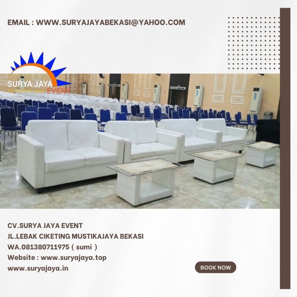 Sewa Sofa Putih Type Double Set Meja Kaca Event Gedung gpm Bekasi
