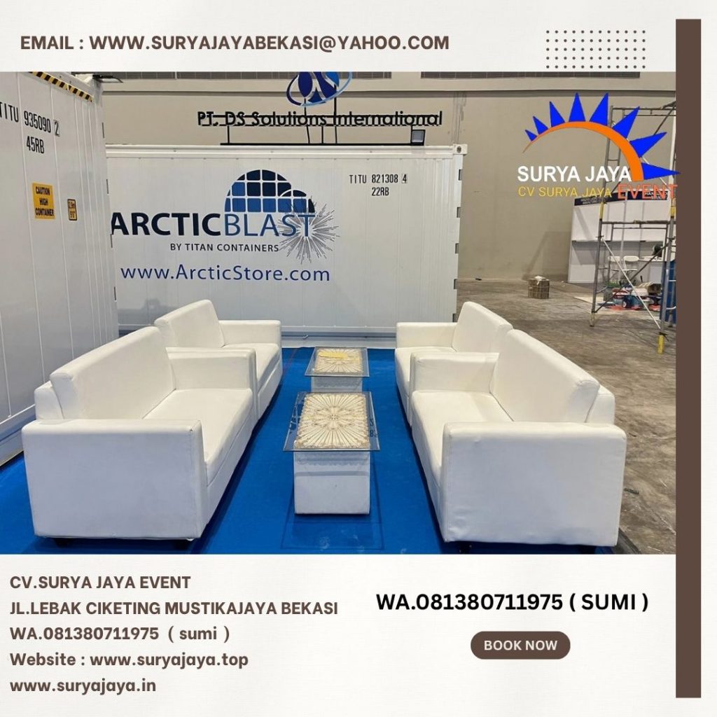 Sewa Sofa Putih Type Double Set Meja Kaca Event Gedung gpm Bekasi