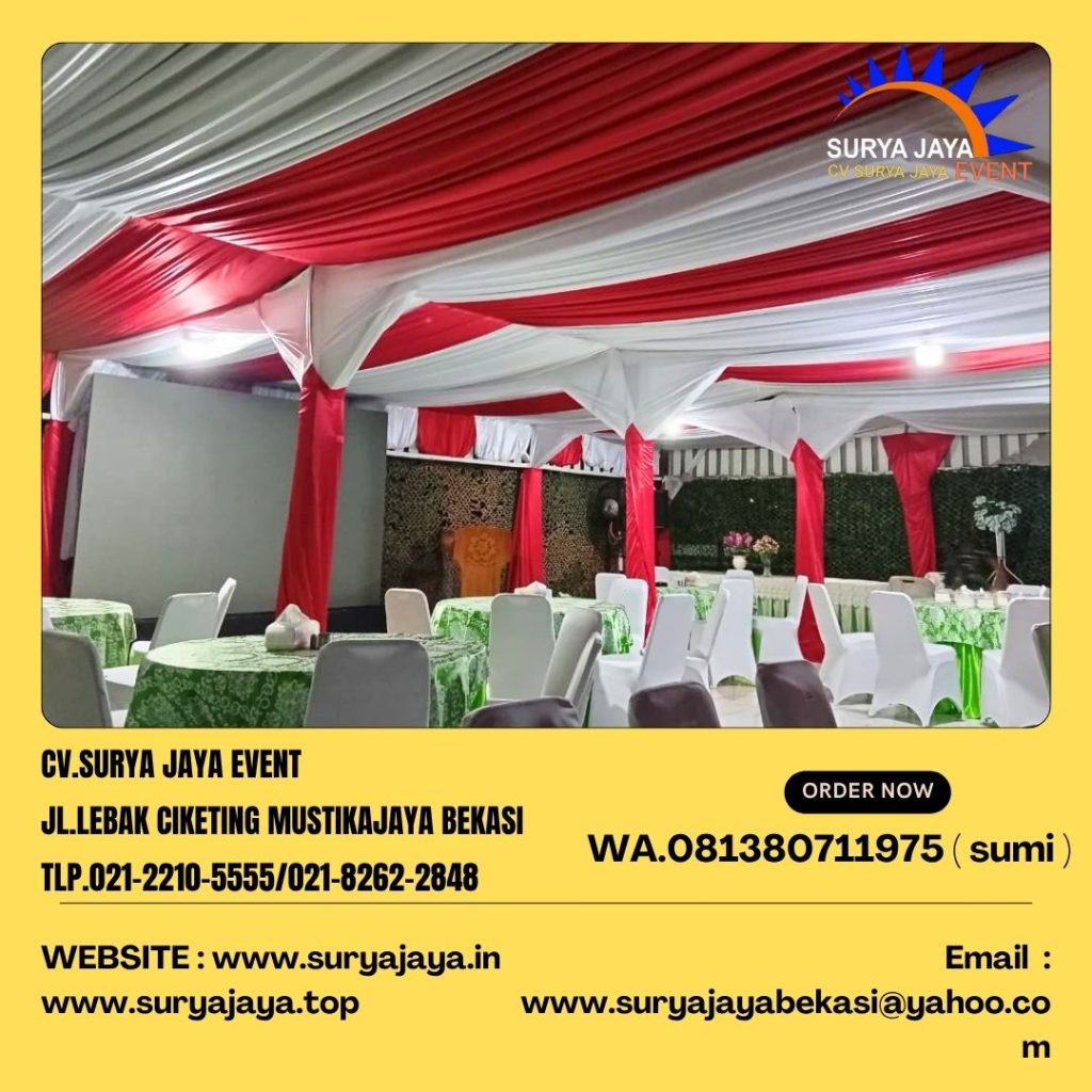 Sewa Tenda Dekorasi Serut Merah Putih Event TNI Kostrad Taipur Jatiluhur